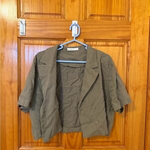 Olive Green Double-Breasted Blazer